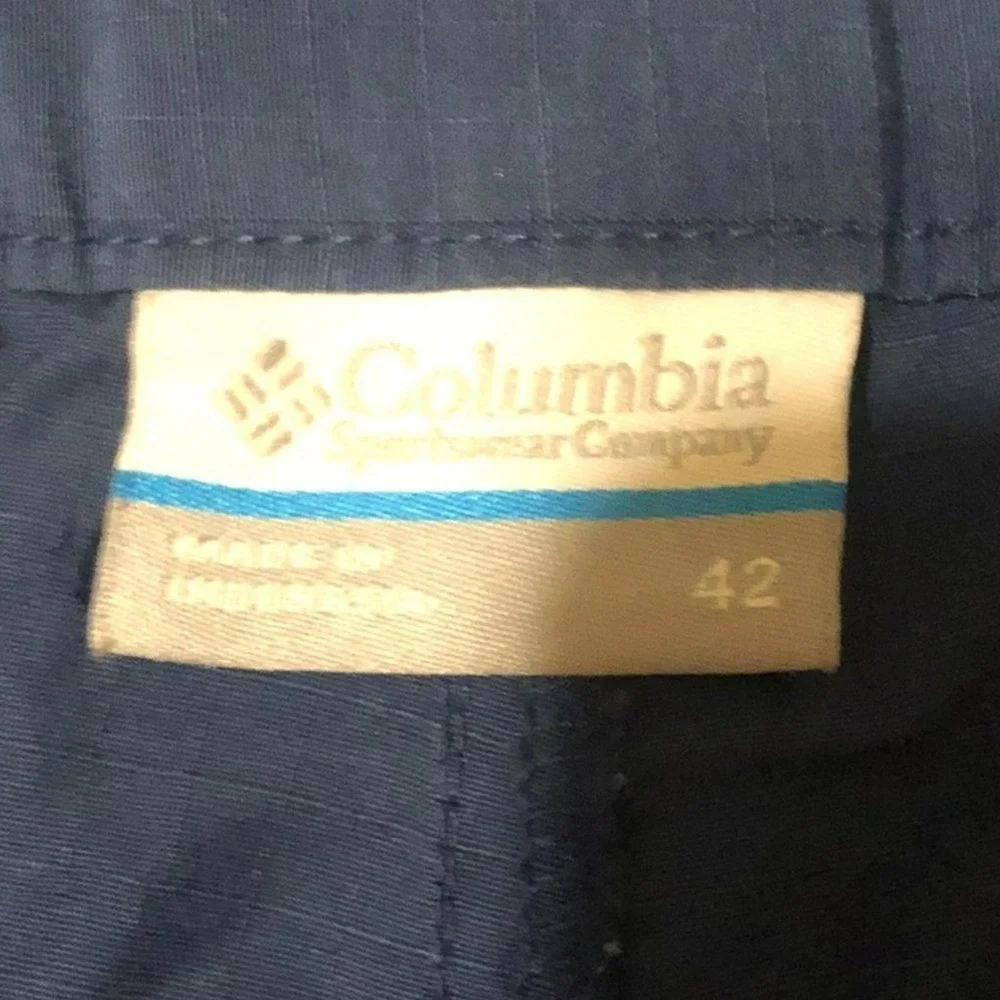 Columbia PFG Omni-Shade Mens‎ Navy Blue Fishing Cargo Shorts Size 42 Ripstop